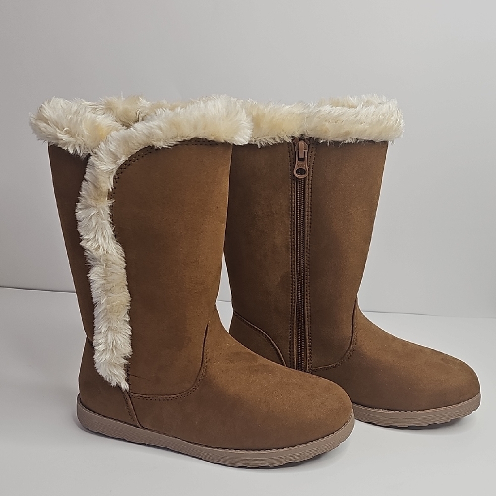 Cat & Jack Girl Brown Winter Boots with Faux‎ Fur Size 3